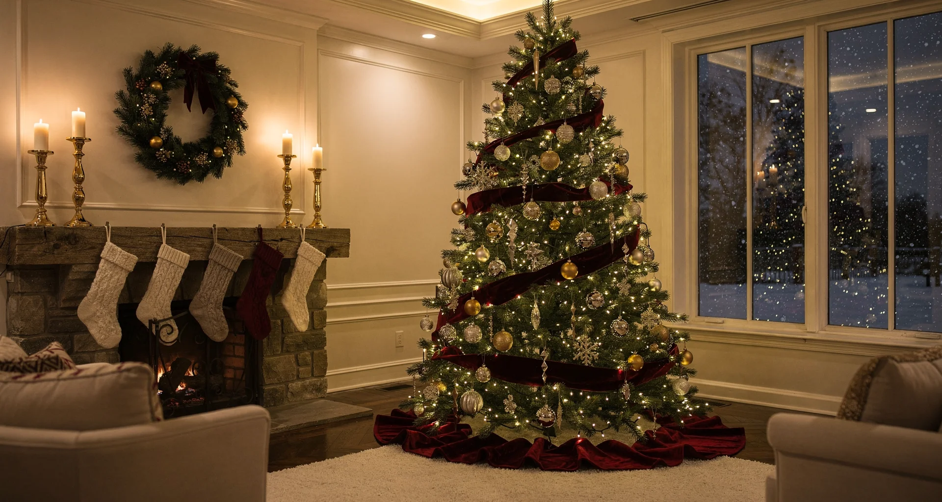 Featured luxury Christmas decoration at a Palm Jumeirah villa residence with sea view